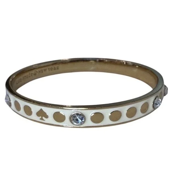 Kate Spade New York Spot the Spade White Gold Tone Bangle Bracelet Women Classic - Picture 7 of 9